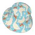thumbnail image 3 of Naloa White Geese and Flower Reflective Double-Sided Bucket Hat, Sun Hat, Soft and Breathable for Gardening, Beaching, Camping, Hiking, Fishing, 3 of 9