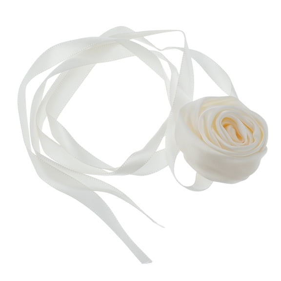 Unique Bargains 1 Pc Choker Necklace Delicate Satin Rose Tie Wrap Around Wrist Bracelet Beige
