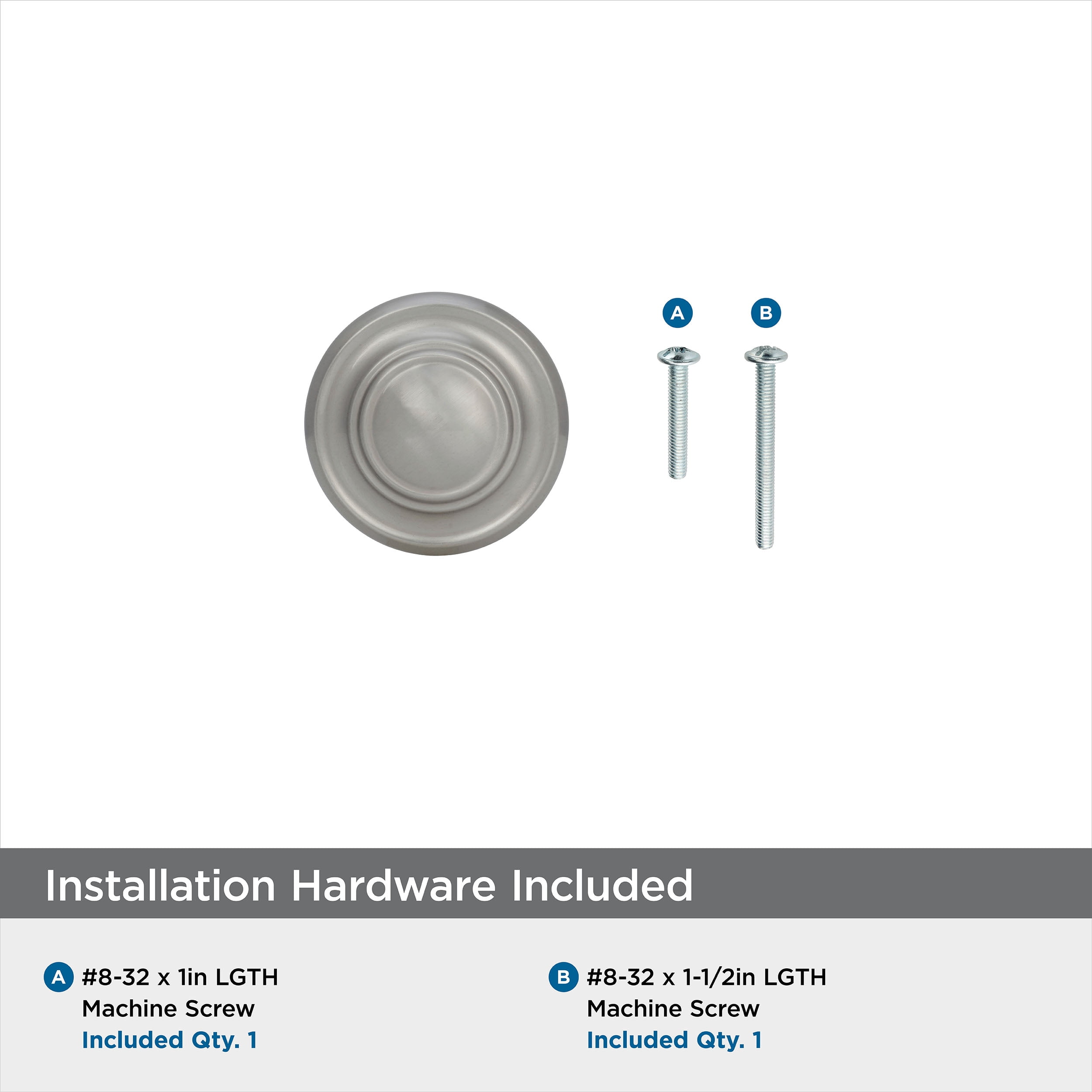 Amerock Inspirations 1-3/4 inch (44mm) Diameter Satin Nickel Cabinet or Furniture Knob, 10 Pack