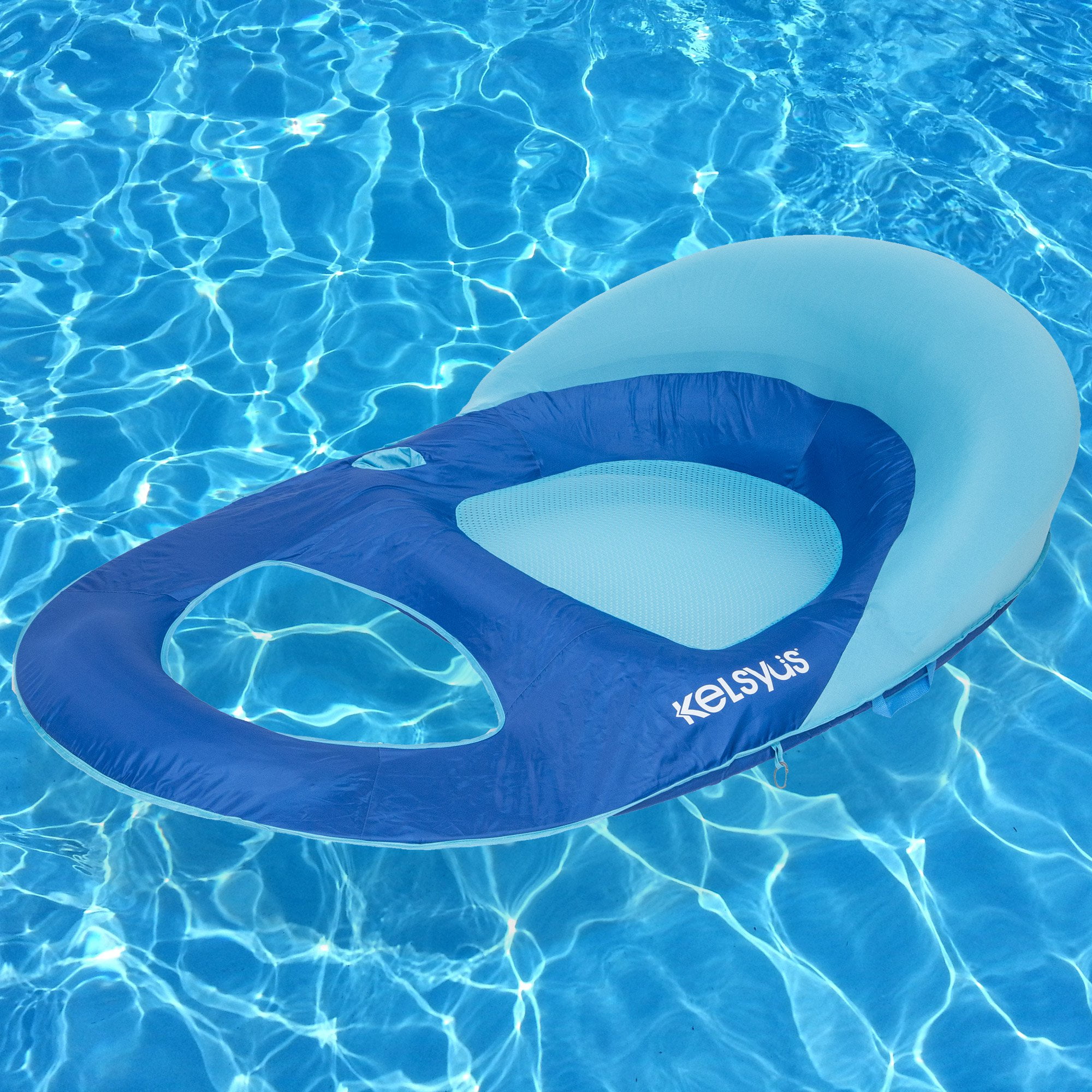 Blue and Green Kelsyus Deluxe Inflatable Floating Pool Lake Chaise Lounger