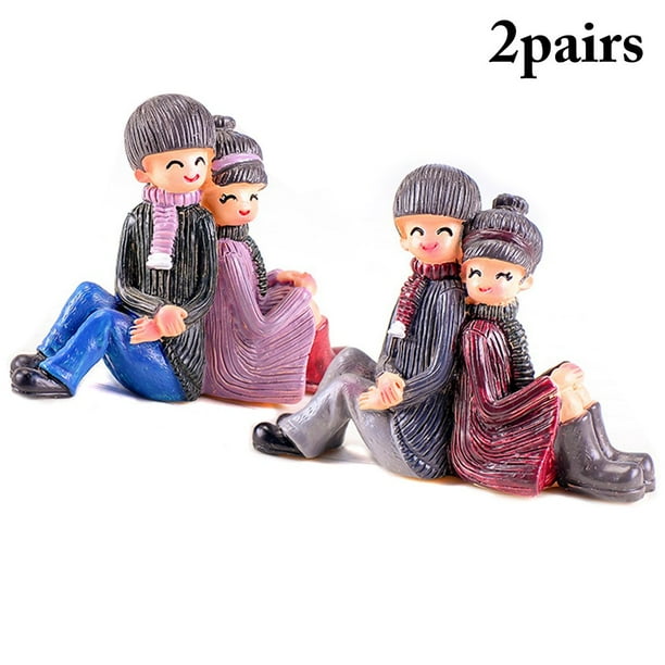 2 pares miniatura estatua decorativa pareja jardín paisaje ornamento LYD Artesanías y adornos