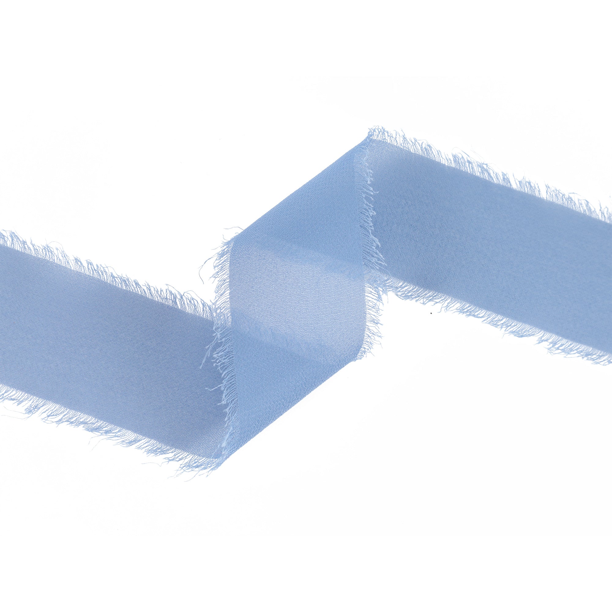 LaRibbons 1 1/2" Frayed Edge Chiffon Ribbon, Blue, 10 Yard Roll