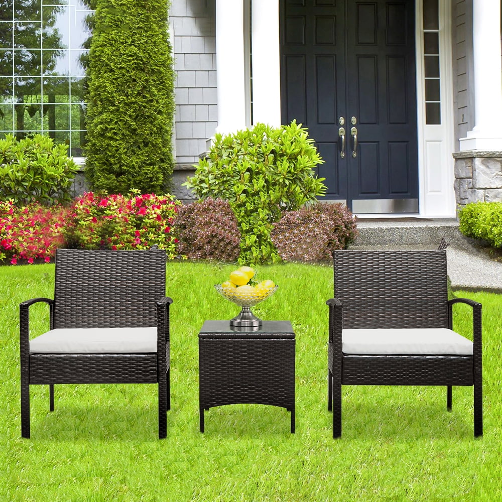 SEGMART Patio Furniture Set in Patio & Garden, 3 Pieces Weather Resistant Outdoor Wicker Sofa PE
