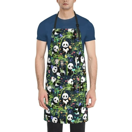 

Goofa Fun Panda Playing With Bamboo Leaves Printed Waterproof Apron 33 Chef Aprons for Men Heavy Duty Chemical Work Apron Adjustable Bib Apron
