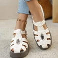 thumbnail image 2 of Gladiator Fisherman Sandals for Women Platform Lug Sole Hollow out Beach Shoes Closed Toe Glitter Rhinestone Buckle Ankle Strap Summer Dress Shoes White Size 7, 2 of 7