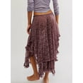 thumbnail image 6 of Yunliwuli Women's Midi Skirts Lace Elastic High Waist Skirts Spring Summer Irregular Hem Casual Skirts, 6 of 9