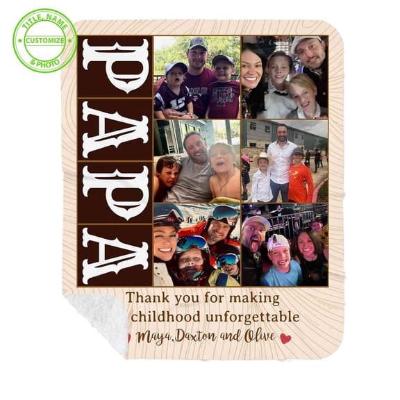 Customizaholic Personalized Blanket, Christmas Gift For Dad, Dad Blanket, Personalized Photo Blanket, Custom Name Blanket