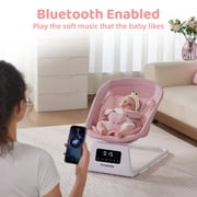 Pamo Babe Baby Swing for Newborns,5 Speeds swing modes,Canopy,Mosquito Net(Pink)