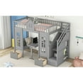thumbnail image 3 of Gray Twintwin Bunk Bed With Flexible Table, And Pinewood Customizable Desk - Gray, Strong Wood Frame For Bedroom, 3 of 7