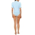 thumbnail image 3 of INSPIRE CHIC Women's Button Up Bodysuit One-Piece Short Sleeve Work Shirt Blouse M Sky Blue, 3 of 6