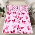 thumbnail image 2 of jejeloiu Pink Butterfly Print Queen Sheet Sets,Boho Wild Animal Flat Sheet,Cute Cherry Blossom Queen Fitted Sheet For Girl,Microfiber Bedroom Decor,4-Piece, 2 of 7