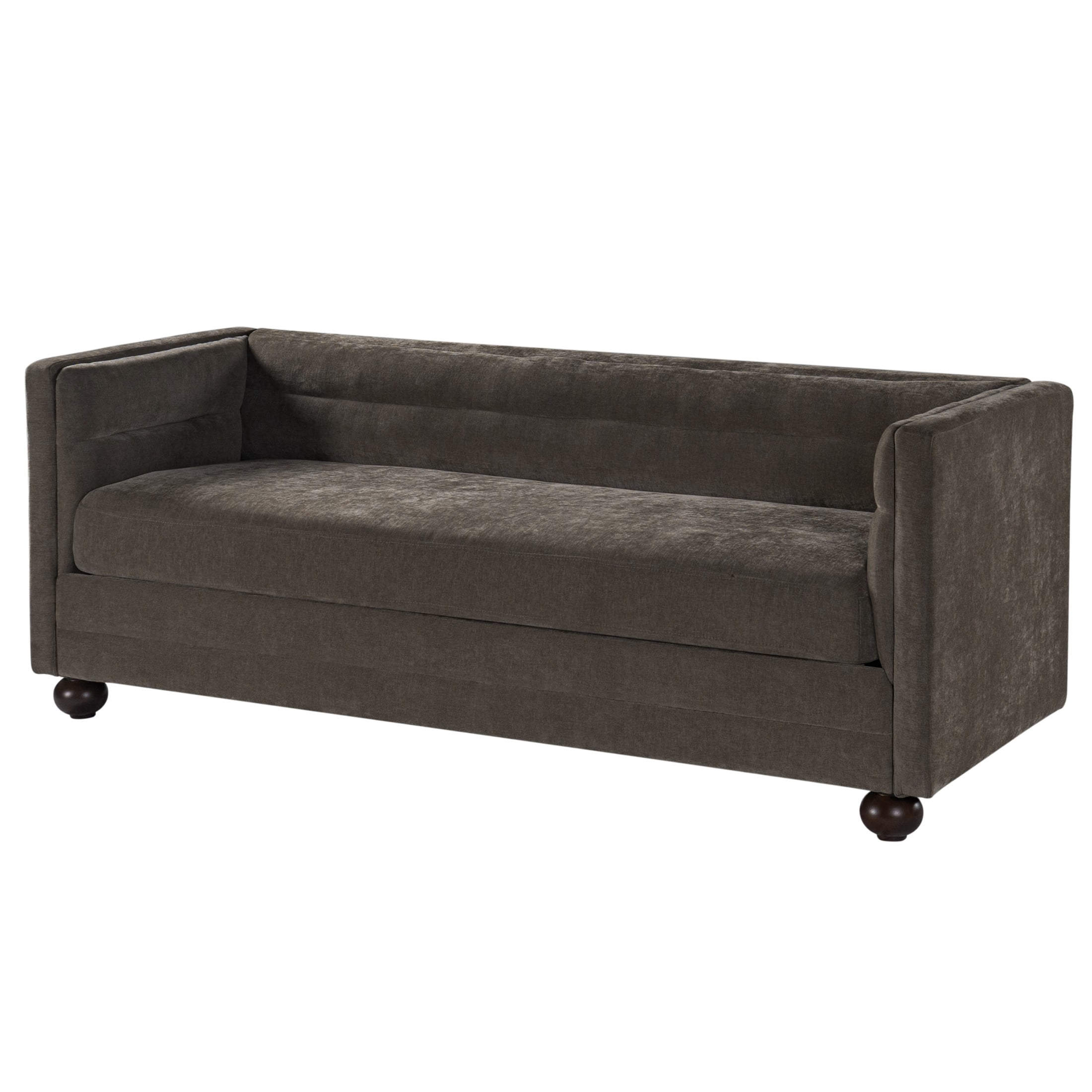 Christopher Knight Home 77.2" Modern Chenille Sofa Couch with Square Arms, 3 Seats, Wood Legs, Light Brown