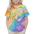 thumbnail image 2 of Boys St. Patrick's Day Shirt, Rainbow Shamrock Short Sleeve Button Down, Soft Stretch Kids Top Ages 2-15,Size 8 T, 2 of 7