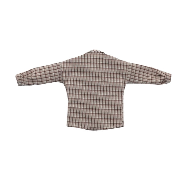 Vogacara Ropa de muñeca, camisa a cuadros pequeña resistente al desgaste, accesorios de juguetes ajustables realistas, disfraz para de Muñecas y casas de muñecas Beige