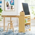 thumbnail image 2 of Guidecraft Design Studio – Natural: 3-in-1 Kids Art Table & Stool Set, Writing, Crafting, Painting & Drafting Table for Kids with Craft Storage & Bins, Art Easel w/ Paper Roll, Toddler Activity Desk, 2 of 5