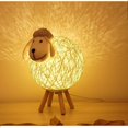 thumbnail image 1 of BR Lámpara de noche de ratán de oveja con luz nocturna LED, perfecta para dormitorio, habitación de bebé y sala de estar, 1 of 5