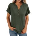 thumbnail image 3 of Ropa urbana para mujer,Camisa de manga corta para mujer, blusa informal de poliéster con cuello en V y botones, corte holgado para uso diario, sopatenor, 3 of 9