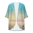 thumbnail image 5 of jsaierl Women Floral Print Lightweight Chiffon Kimono Cardigan Short Sleeve Loose Beach Wear Cover Up Blouse Top, 5 of 6