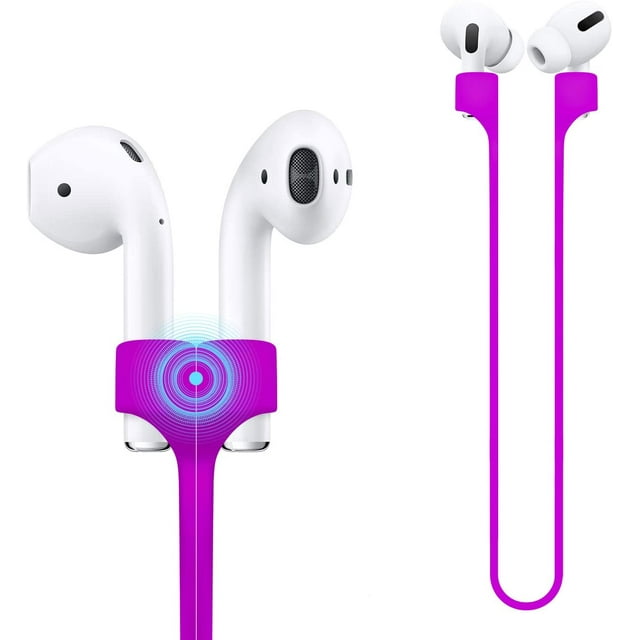 Compatible for Magnetic Anti-lost Strap AirPods 1 2 Pro Accessory - Colorful Soft Sport String Tether Lanyard, Running Silicone Wire Cable Connector, Silica Gel Neck Rope Cord (Straps, Purple)