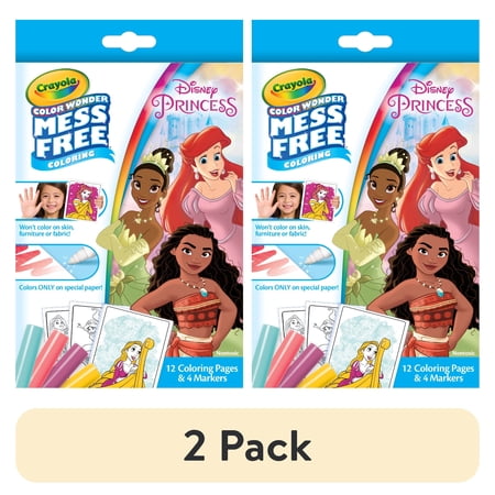 (2 pack) Crayola Color Wonder Disney Princess Mini Box Set, 12 Pgs & 4 Markers, Coloring Set for Toddlers, Arts and Crafts, Creative Gift for Kids, Ages 3, 4, 5, 6