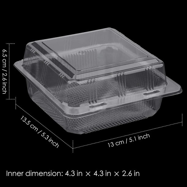 50 Pcs Clear Plastic Take out Containers,Square Hinged Food Containers, Disposable Clamshell Dessert Container with Lid for  Salad,Sandwiches,Hamburger (5x4.7x2.8 in) 