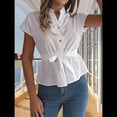 thumbnail image 4 of Blusas de Mujer con Botones, Blusas Casuales de Verano, Camisas Elegantes de para el Trabajo, Blancas, S, 4 of 8