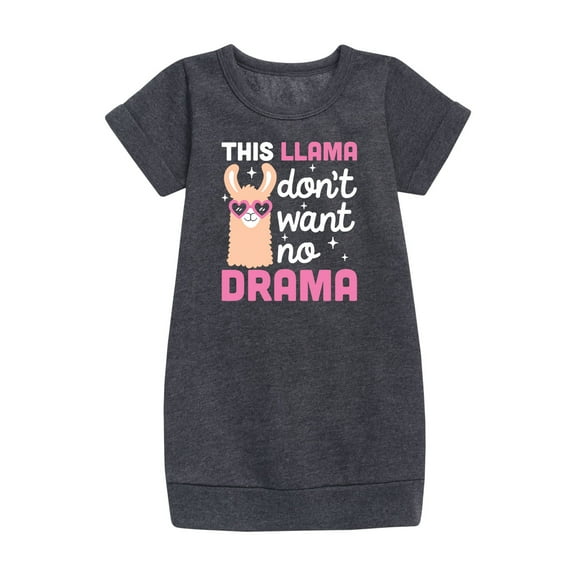 Instant Message - Llama Don't Want No Drama - Toddler And Youth Fleece Dress