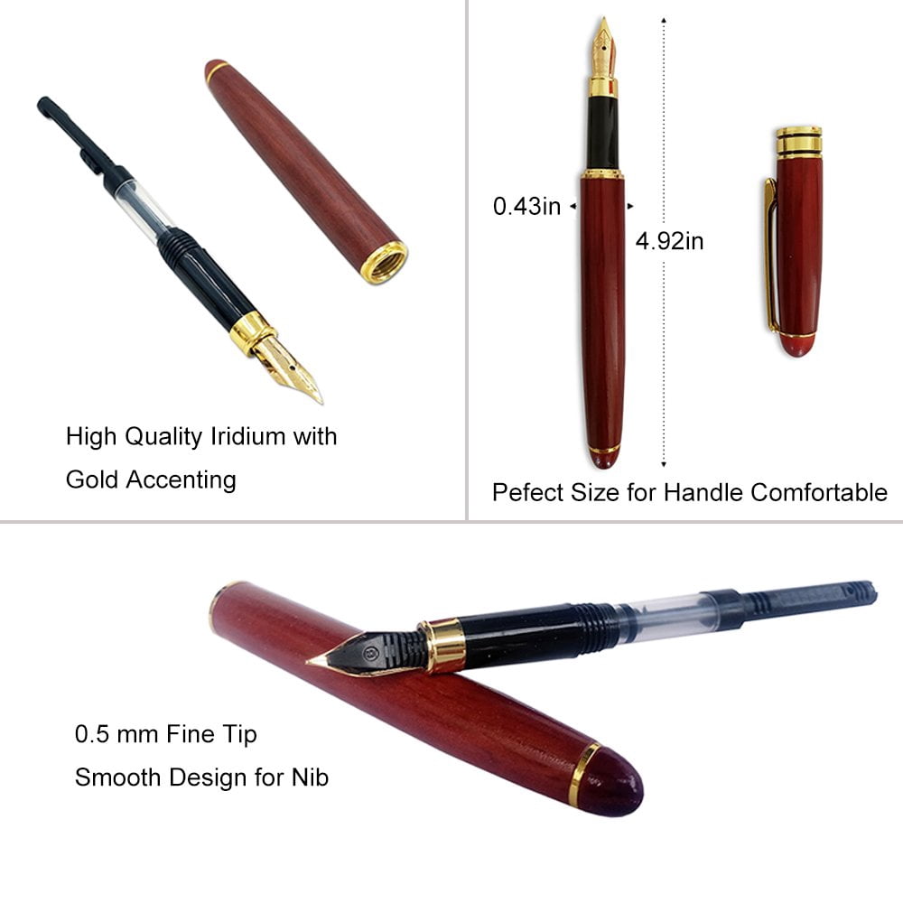 3 Wooden Pens Set With Gift Case/best Writing Fountain Fancy Ballpoint Pen And Luxury Gel Ink Refills  Promotional Business Designer