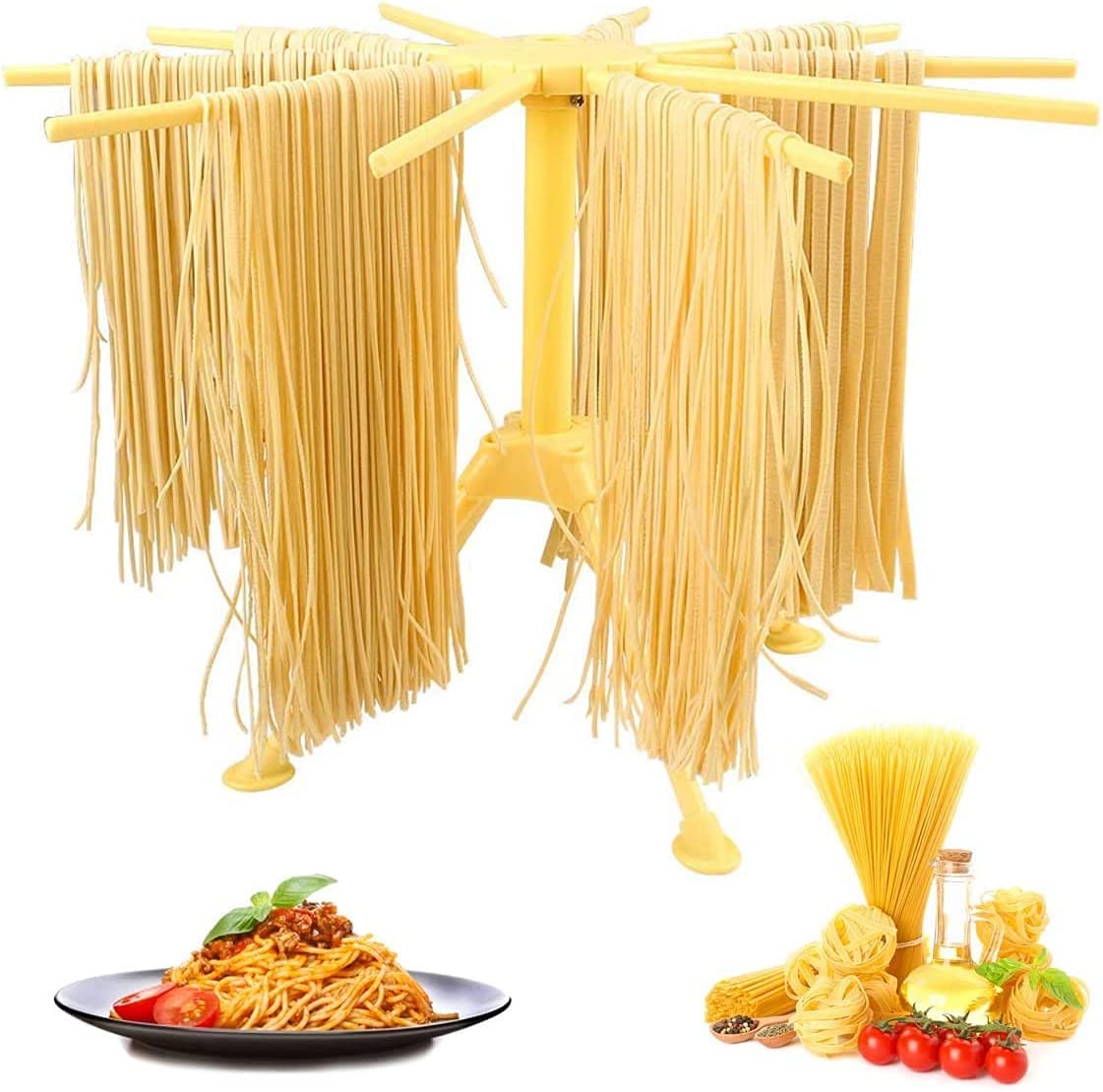 Pasta Drying Rack Noodle Stand with 10 Bar Handles Collapsible