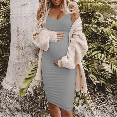 

Juebong Women s Summer Sleeveless Square Neck Maternity Wedding Guest Dress Trendy Botton Front Solid Pregnant Maternity Nursing Round Neck Sling Vest Dresses Midi Dress