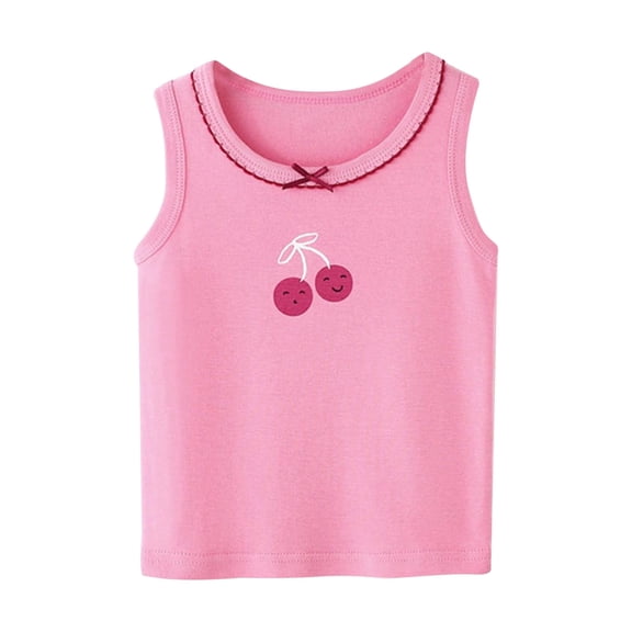 Aihuaihua Girl 6t Shirts Girls' Halter Small Vest Summer Thin Floral Undershirt In The Little Girl Cute Printing Clothes 3-4 Years（Hot pink）