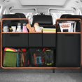 thumbnail image 1 of Car Boot Organiser Waterproof Kick Mats Seat Back Protectors, Travel Durable Foldable Multi-Pocket Cargo Net Storage (100x45cm), 1 of 4