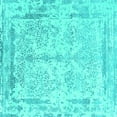 thumbnail image 1 of Ahgly Company Indoor Square Oriental Turquoise Blue Industrial Area Rugs, 8' Square, 1 of 4