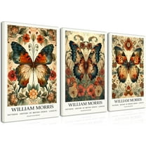 Hieng William Morris Wall Art Vintage Butterfly Poster Prints Set of 3 Botanical Flower Aesthetic Pictures Gallery Canvas Artwork Nouveau Painting Decor for Living Room Bedroom 16x24in Unframed
