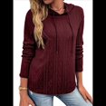 thumbnail image 1 of Sudadera con Capucha para Mujer, de Gran Tamaño, Informal, de Larga, con Cordón Ajustable Vino Tinto XL, 1 of 7