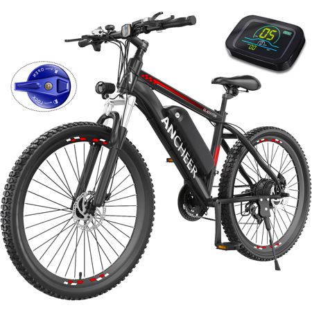 Funcid Electric Bike, Electric Bike for Adults 26" E-Bikes with 500W Motor, 19.8MPH Mountain Bike w/ 48V Removable Battery, Lockable Suspension Fork, Shimano 21 Speed Gears, Color LCD Display Bicycle