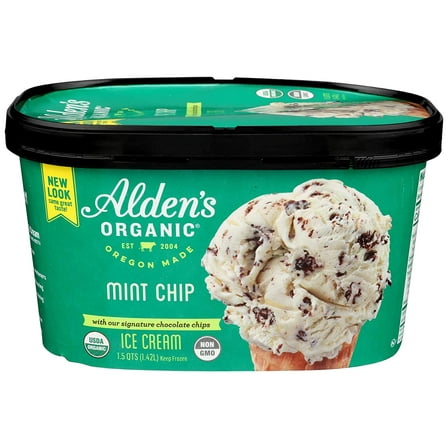 Aldens Organic Mint Chip Ice Cream, 48 Fluid Ounce - 3 per case.