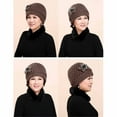 thumbnail image 3 of Winter Beanies Women's Winter Add Plush Warm Knitted Flowers Hats Thickening Plush Hat, 3 of 3