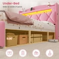 thumbnail image 4 of Twin Size Upholstered Bed Frame with 3 Large Storage Drawers,Tufted Velvet Upholstered Princess Platform Bed with Storage Headboard,Twin Size Bed with LED Lights & Charging Station,Pink, 4 of 9