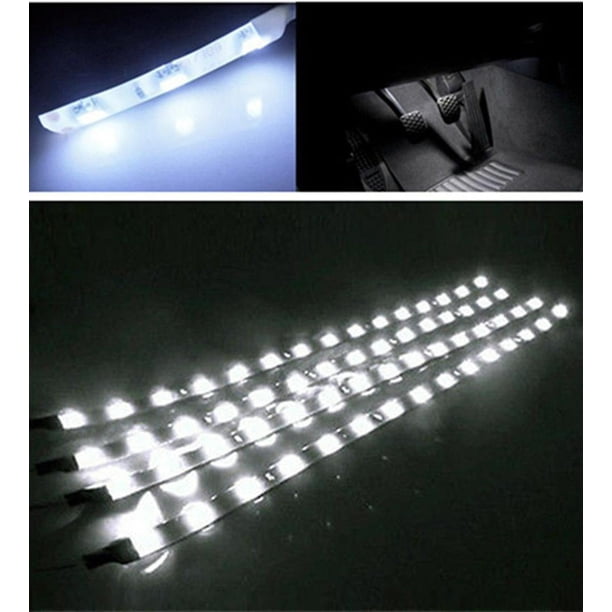 10 tiras LED flexibles impermeables blancas para debajo de la carrocería de automóviles y motocicletas.