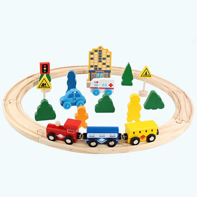 Juguetes de madera Baoblaze Juego de trenes de juguete con accesorios de Juego