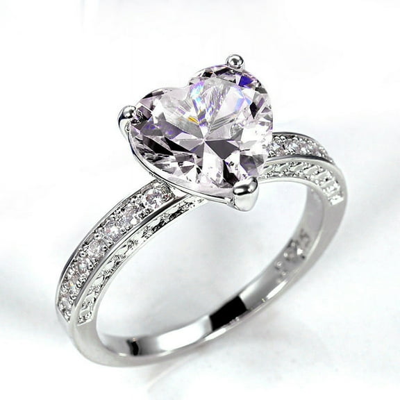 Women's Heart-shaped Diamond Zircon Ring