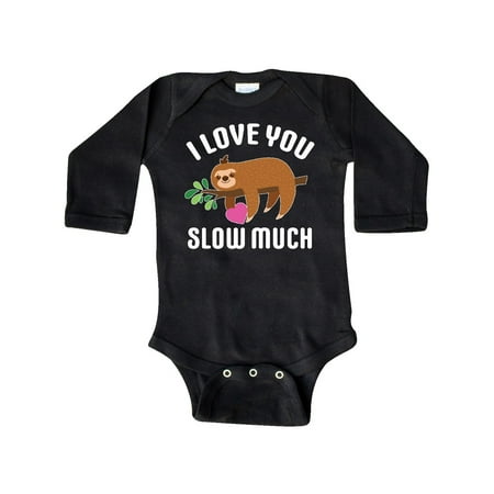 

Inktastic Valentine s Day I Love You Slow Much with Cute Sloth Gift Baby Boy or Baby Girl Long Sleeve Bodysuit