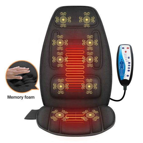 Snailax Memory Foam Massage Seat Cushion, Back Massager with Heat, Vibration Massage Chair Pad for Chair, Gifts