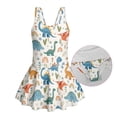 thumbnail image 6 of COEQINE Girls One Piece Swimsuit with Skirt Sleeveless Cute Skirted Bathing Suit Hawaiian Swimwear for Kids 3-4 Years, Summer Swim Dress for Water Play, Dinosaur Rainbow White, 6 of 8