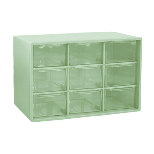 Mini organizador de cajones para escritorio, ideal para guardar artículos de oficina y arte. Verde