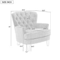 thumbnail image 3 of Ergonomic Accent Chair with Nailhead Trim & Curved Backrest, Solid Wood Legs for Living Room Bedroom Home Office Lounge Seating, 3 of 8
