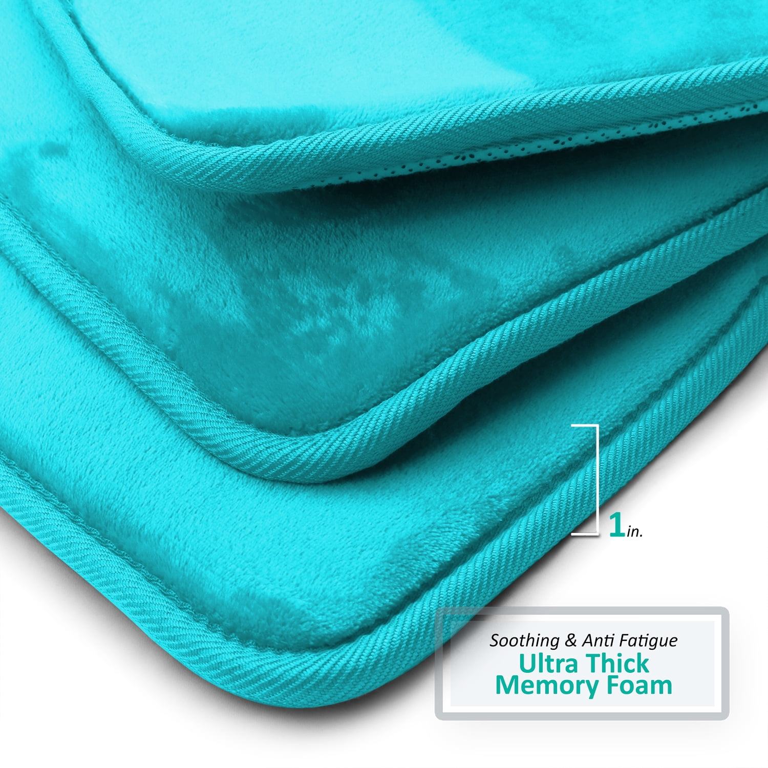 2 Piece Premium Memory Foam Bathroom Mat Set 17x24 inch, Teal