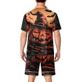 thumbnail image 4 of FGVCTG Pajamas for Men Halloween Ghost Starry Sky Print Silk Satin Button down 2 Pieces Summer Loungewear Sleep Pjs Set with Pockets Red L, 4 of 4