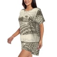 thumbnail image 2 of Bixox Women's Vineyard Landscape Printed Pajama Set 2 Piece Lounge Set Top and Shorts Soft Pajamas, Shorts with Pockets, 2 of 7